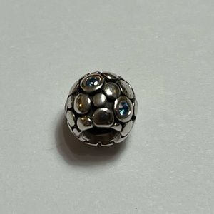 Retired Pandora Sterling Silver Dots with Blue CZ Charm
